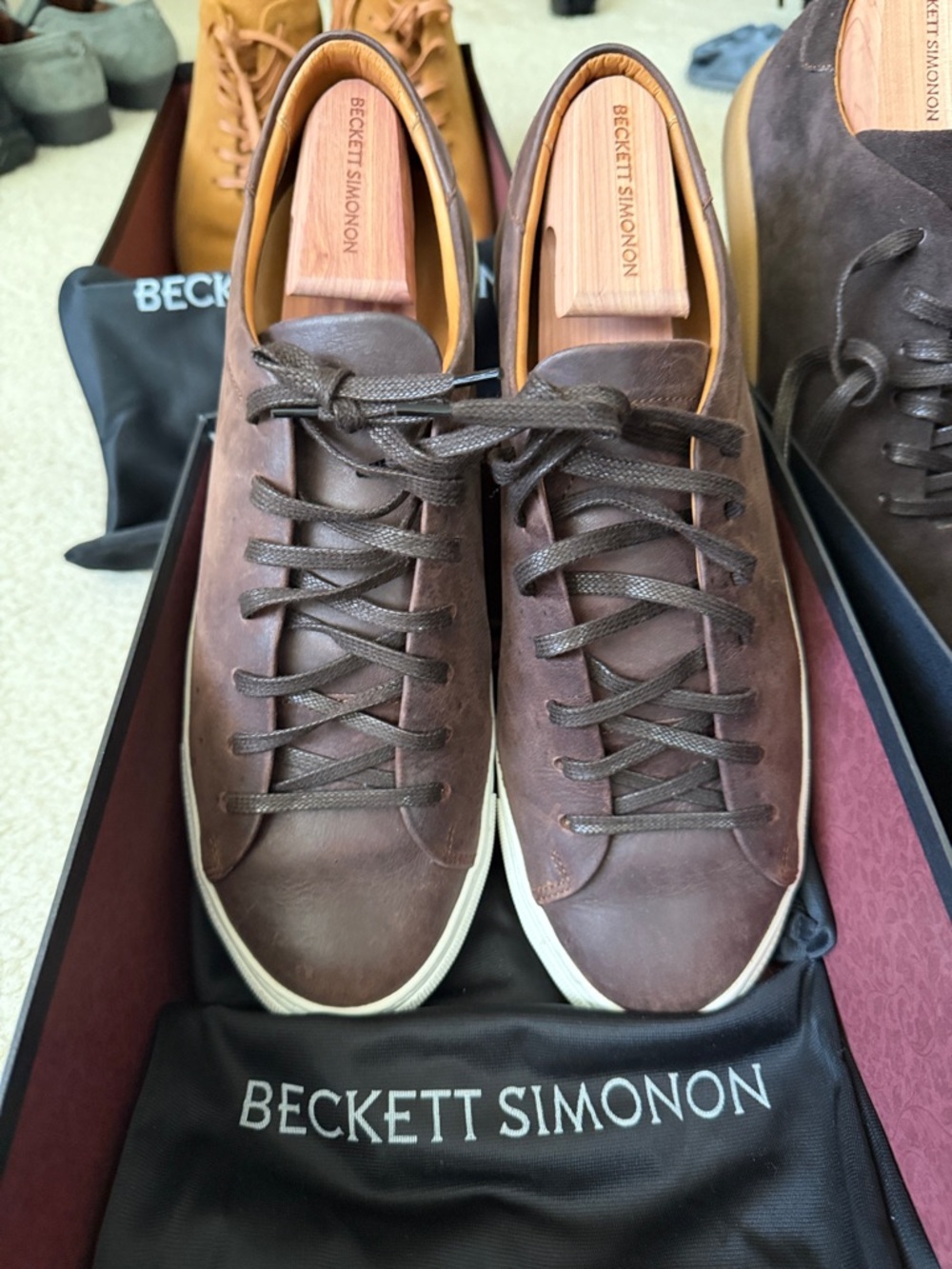Beckett Simonon Dark Brown Leather Low-Top Sneakers